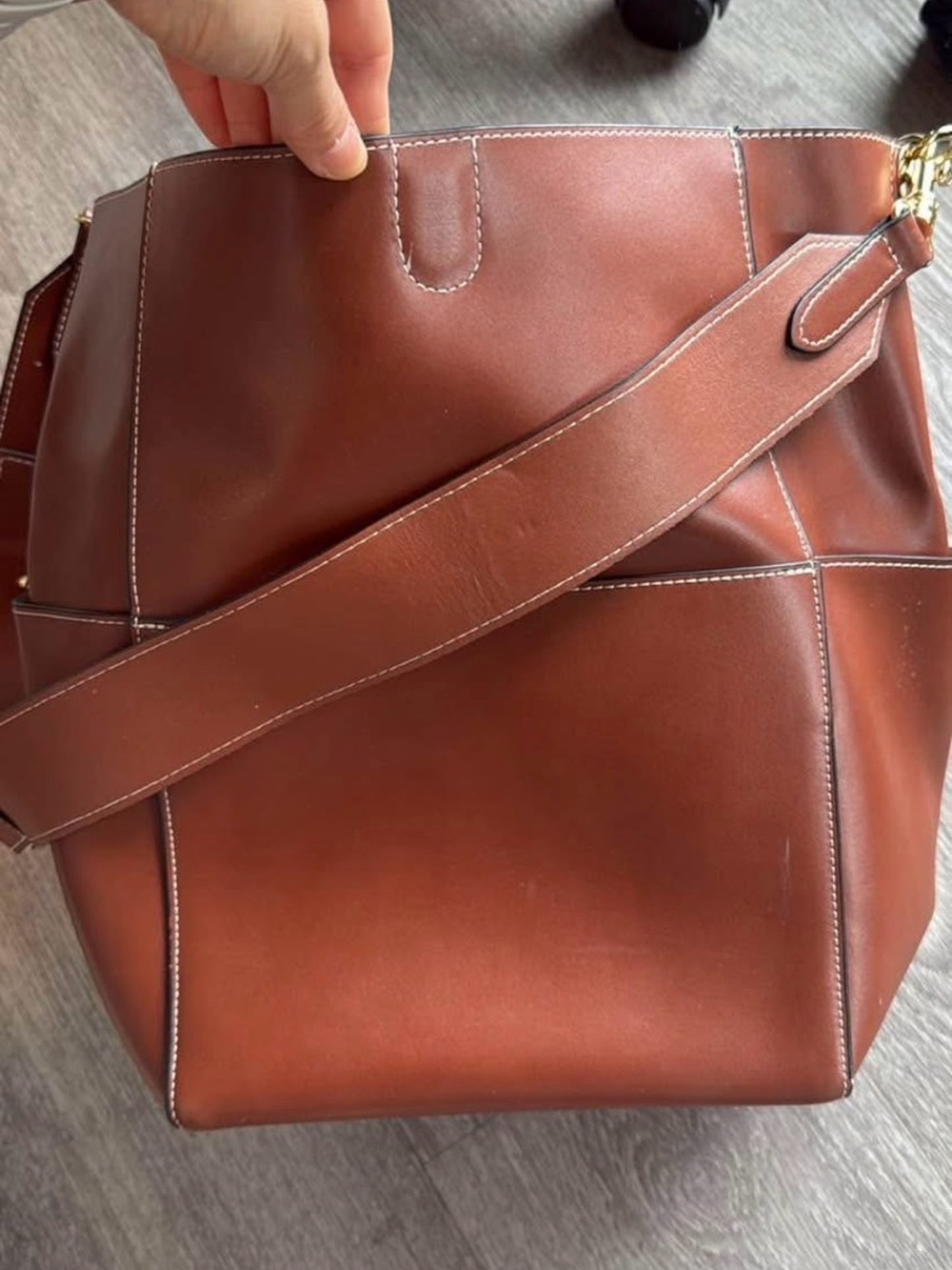 Women's Brown Leather Laptop Shoulder Bag - Contemporary Carry